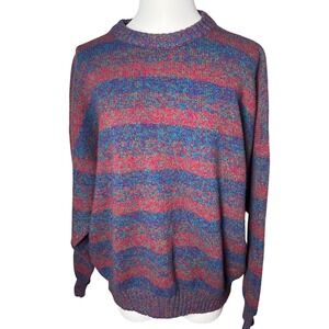 Vintage Scottish Wool Crewneck Sweater Grandpacore Multicolor Knit Men L